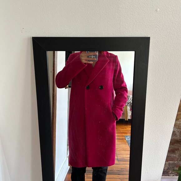 Double breasted fuchsia wool coat - Picture 1 of 7